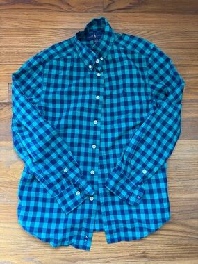 Ralph Lauren boys green & Navy Check Button-Down Shirt
